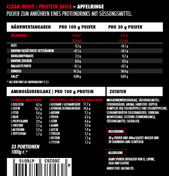 Big Zone Clear Whey Protein Juice 1000g