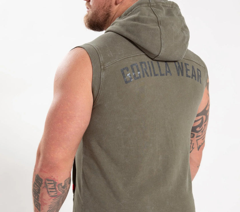 Gorilla Wear Silverdale Ärmelloser Kapuzenpullover - Armee Grün