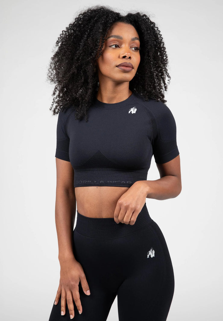 Gorilla Wear Whitney Seamless Crop Top - Schwarz