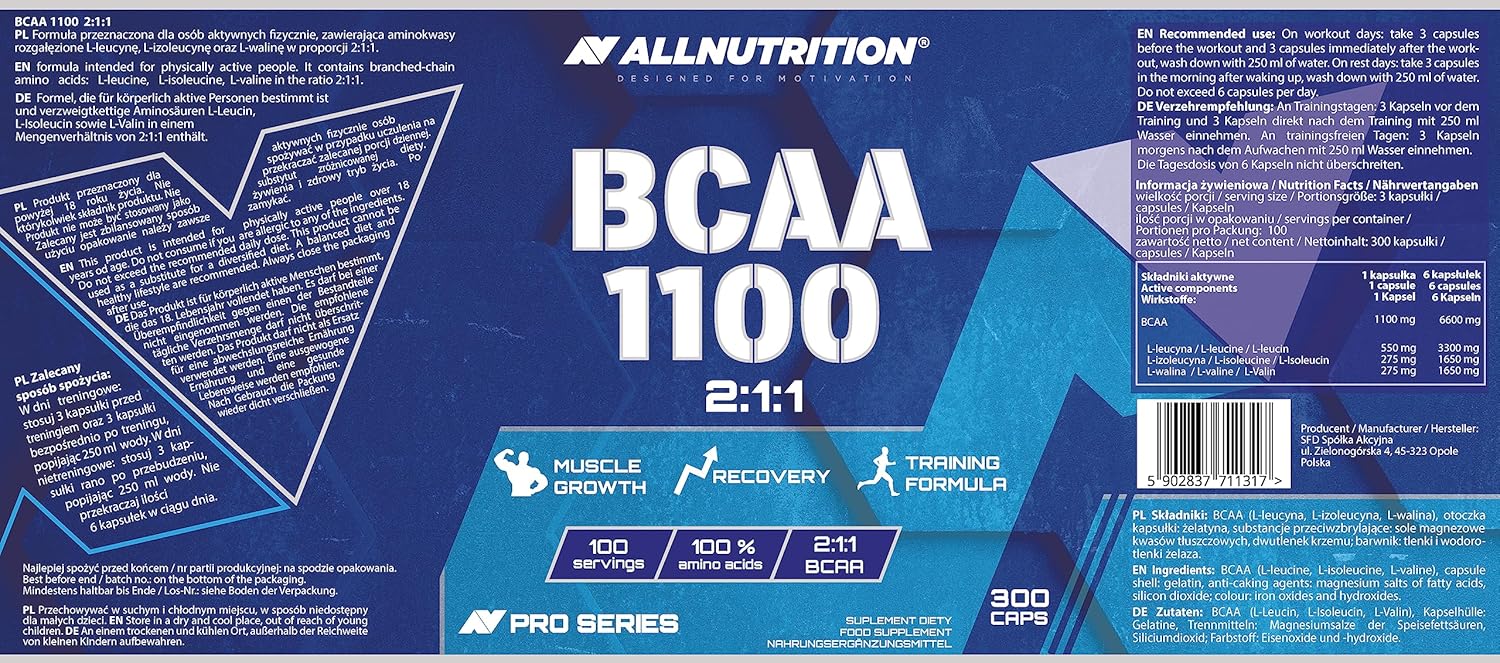 All Nutrition BCAA 1100 2:1:1 - 300 Kapseln