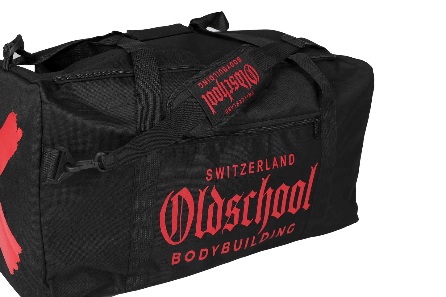 Oldschool Bodybuilding Switzerland BIG Gym Bag Schwarz/Rot