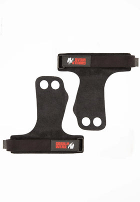 Gorilla Wear 2-Hole Leather Lifting Grips - Schwarz
