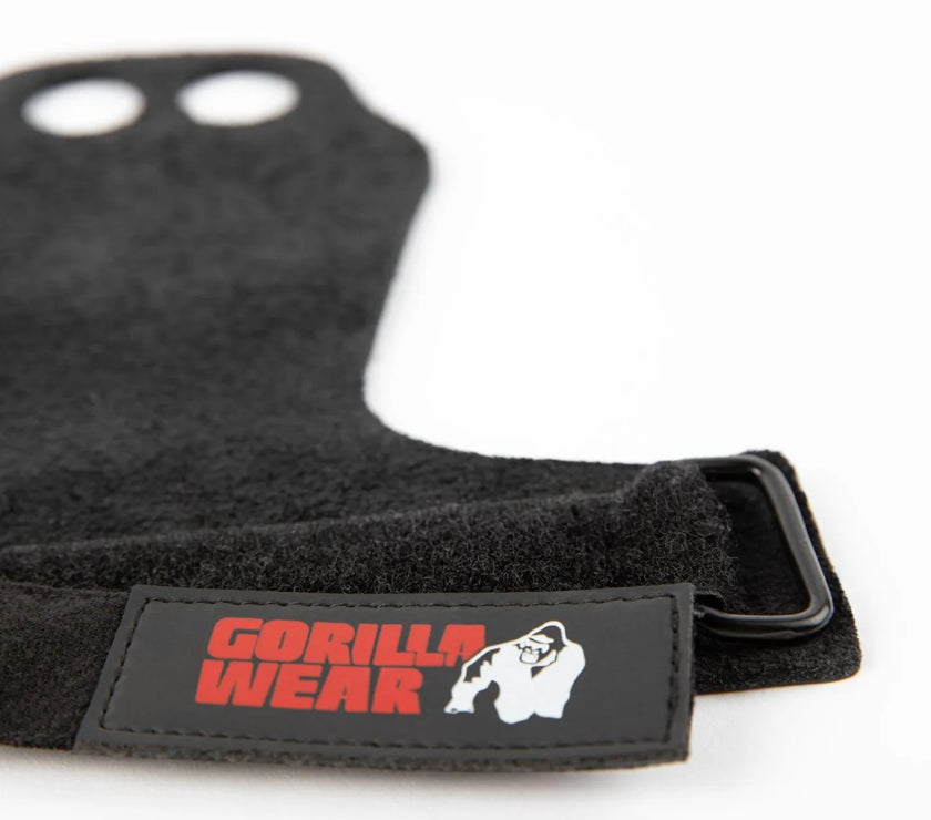 Gorilla Wear 2-Hole Leather Lifting Grips - Schwarz