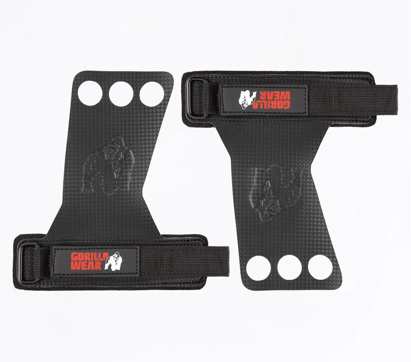 Gorilla Wear 3-Hole Carbon Lifting Grips - Schwarz