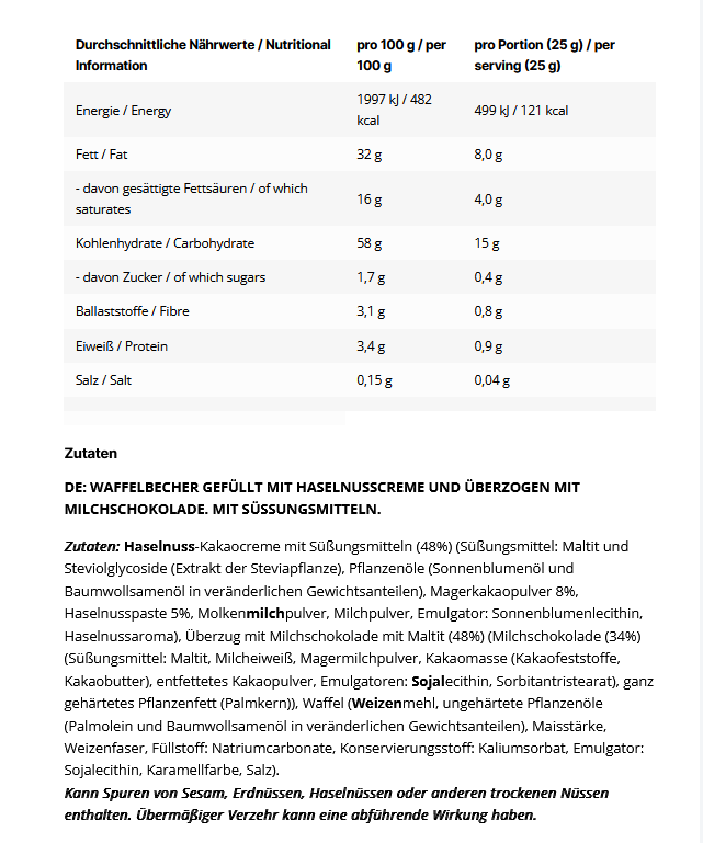 Inlead Hazelnut Cups