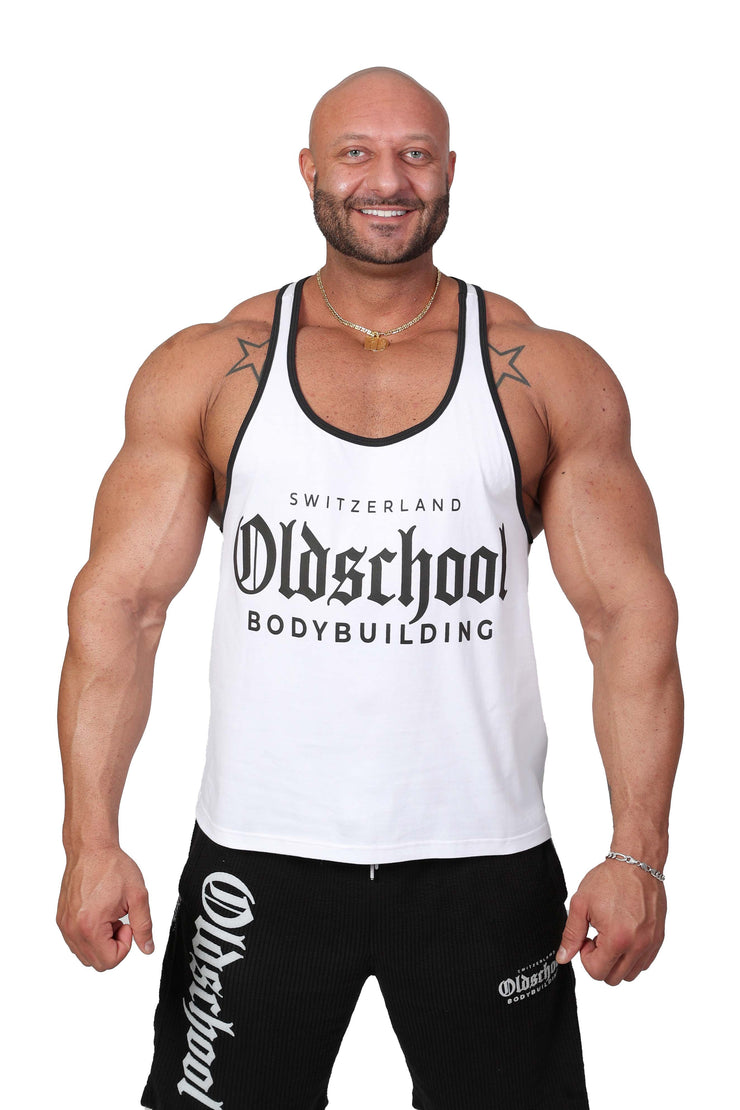 Oldschool Bodybuilding Switzerland Classic Tank Top - Weiss/Schwarz