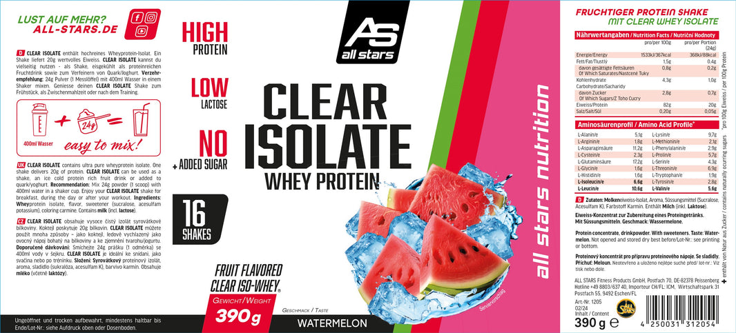 All Stars Clear Isolate Whey Protein 390g