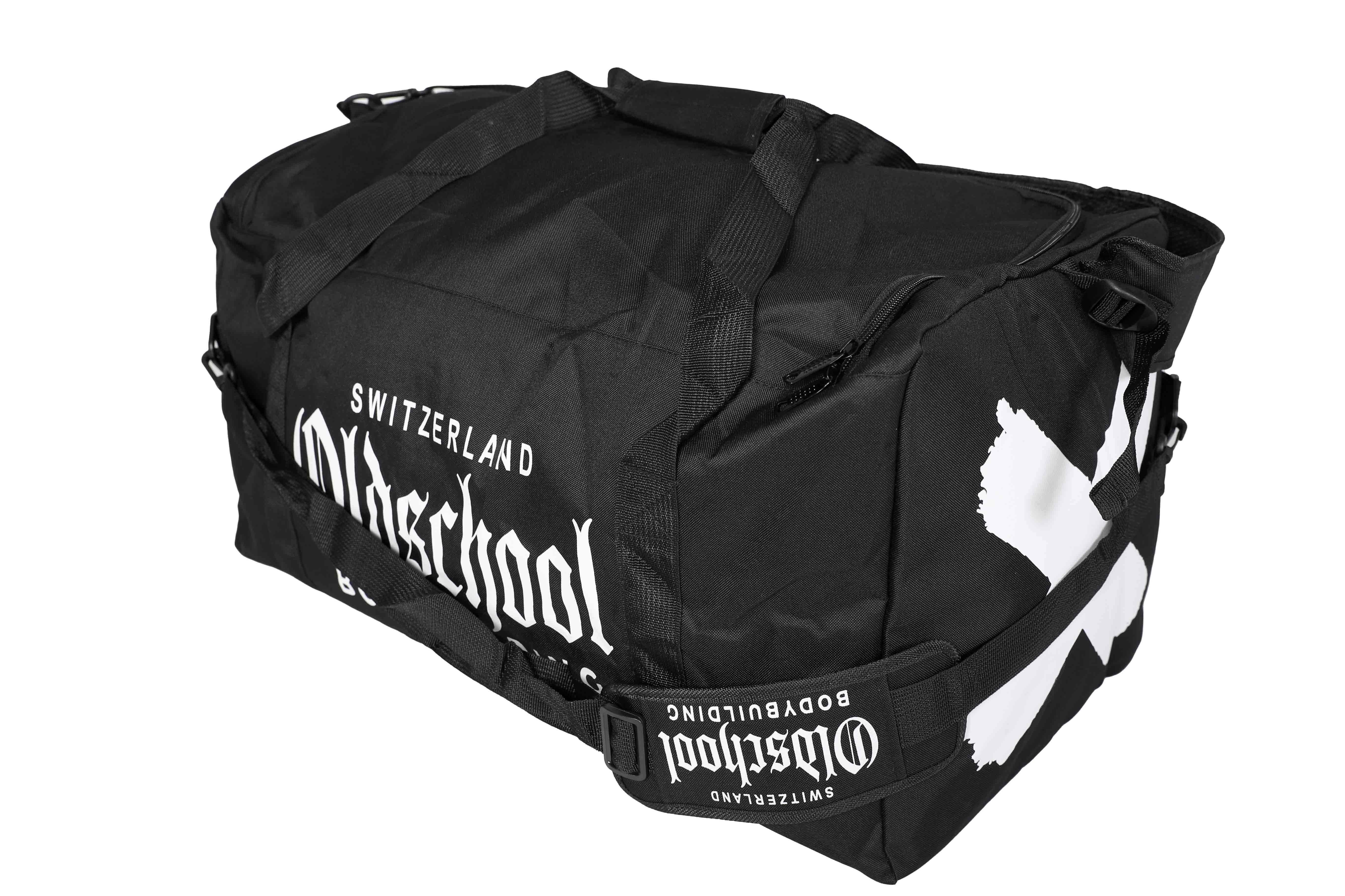 Oldschool Bodybuilding Switzerland BIG Gym Bag Schwarz /Weiss