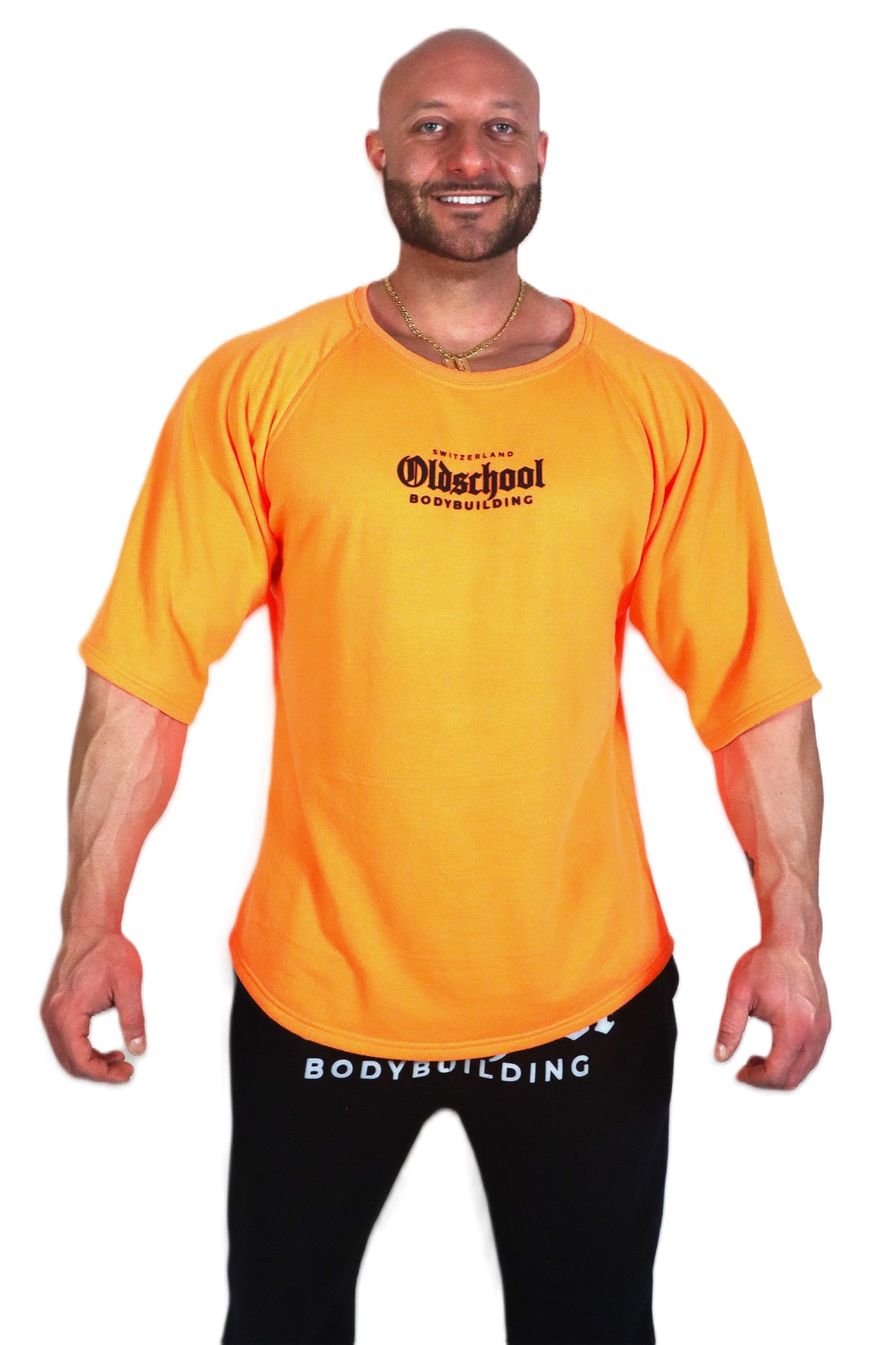 Oldschool Bodybuilding Switzerland Classic Oversized Shirt - Neon Orange