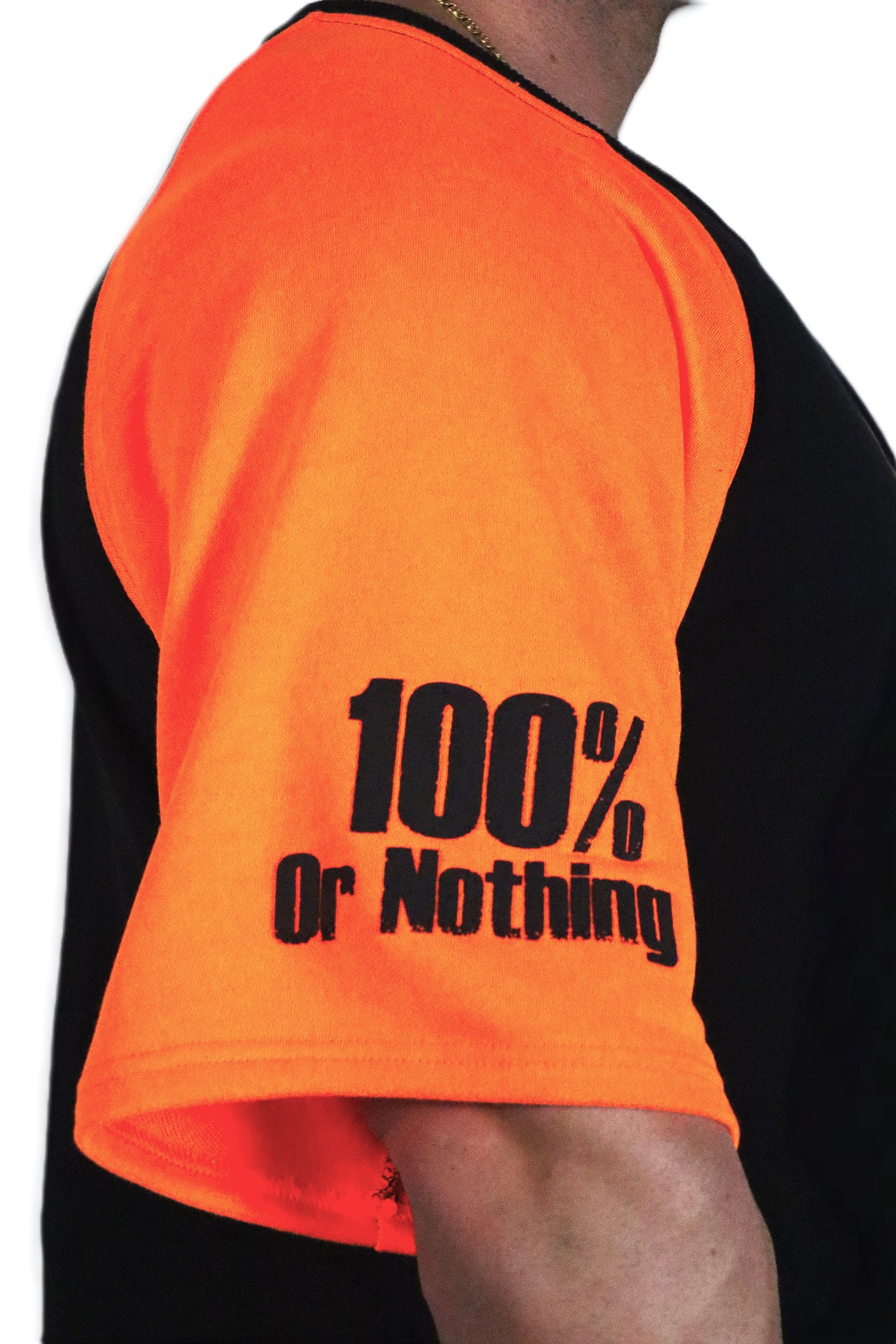 Oldschool Bodybuilding Switzerland Two Tone Overzized Shirt - Schwarz/Neon Orange
