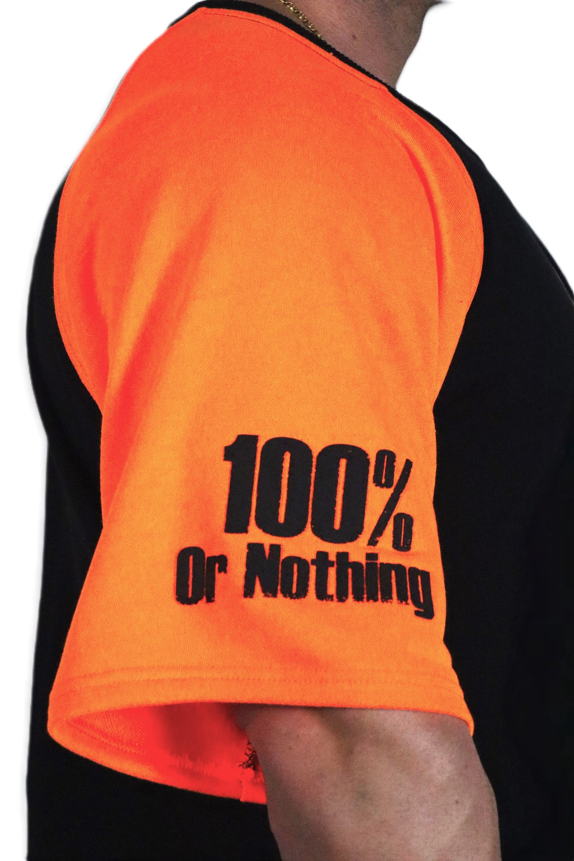 Oldschool Bodybuilding Switzerland Two Tone Overzized Shirt - Schwarz/Neon Orange