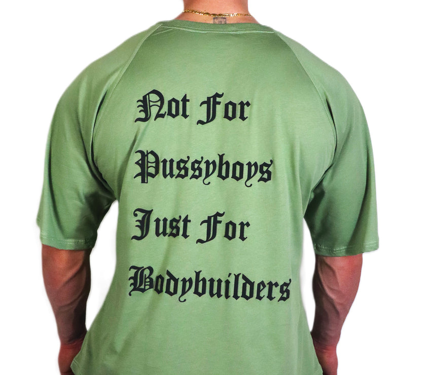 Oldschool Bodybuilding Switzerland Not for P***y Boys Oversized Shirt - Grün/Schwarz