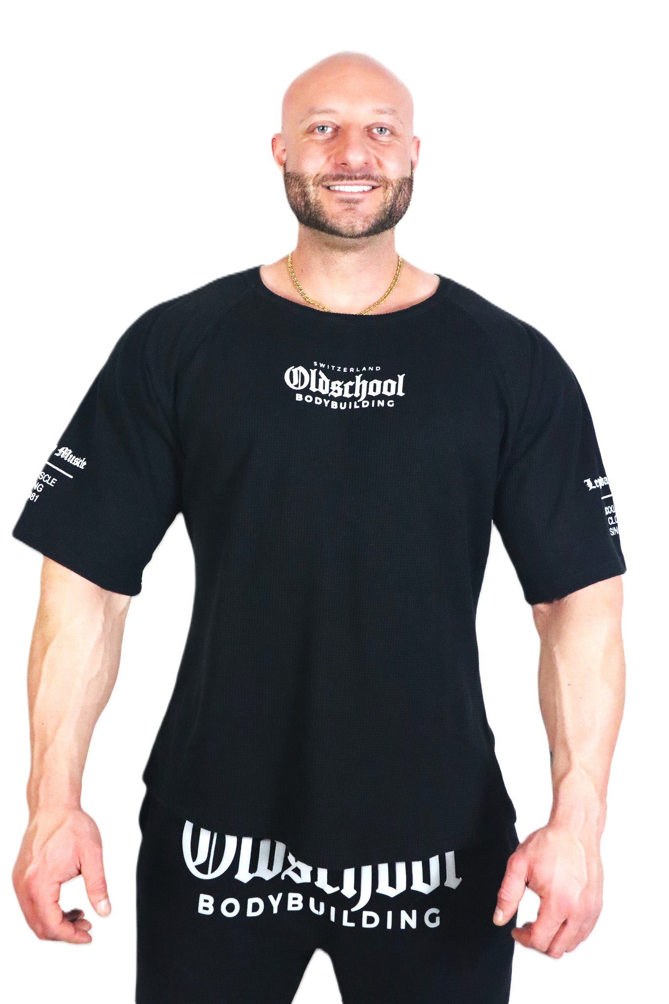 Oldschool Bodybuilding Switzerland Legendary Muscle Oversized Shirt - Schwarz