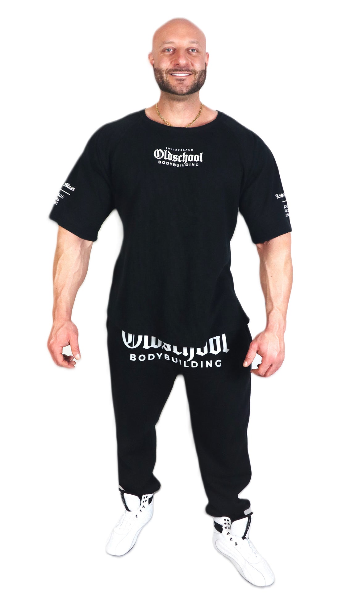 Oldschool Bodybuilding Switzerland Legendary Muscle Oversized Shirt - Schwarz