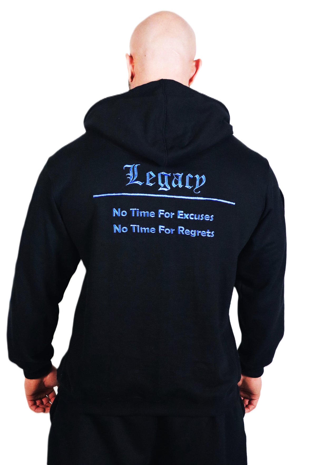 Oldschool Bodybuilding Switzerland Legacy Badges Zipped Hoodie - Schwarz/Blau