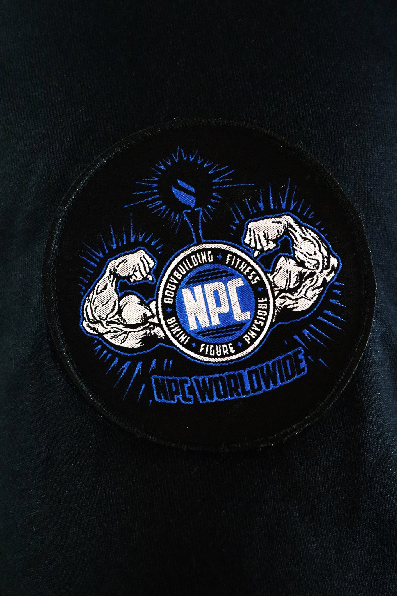 Oldschool Bodybuilding Switzerland Legacy Badges Zipped Hoodie - Schwarz/Blau