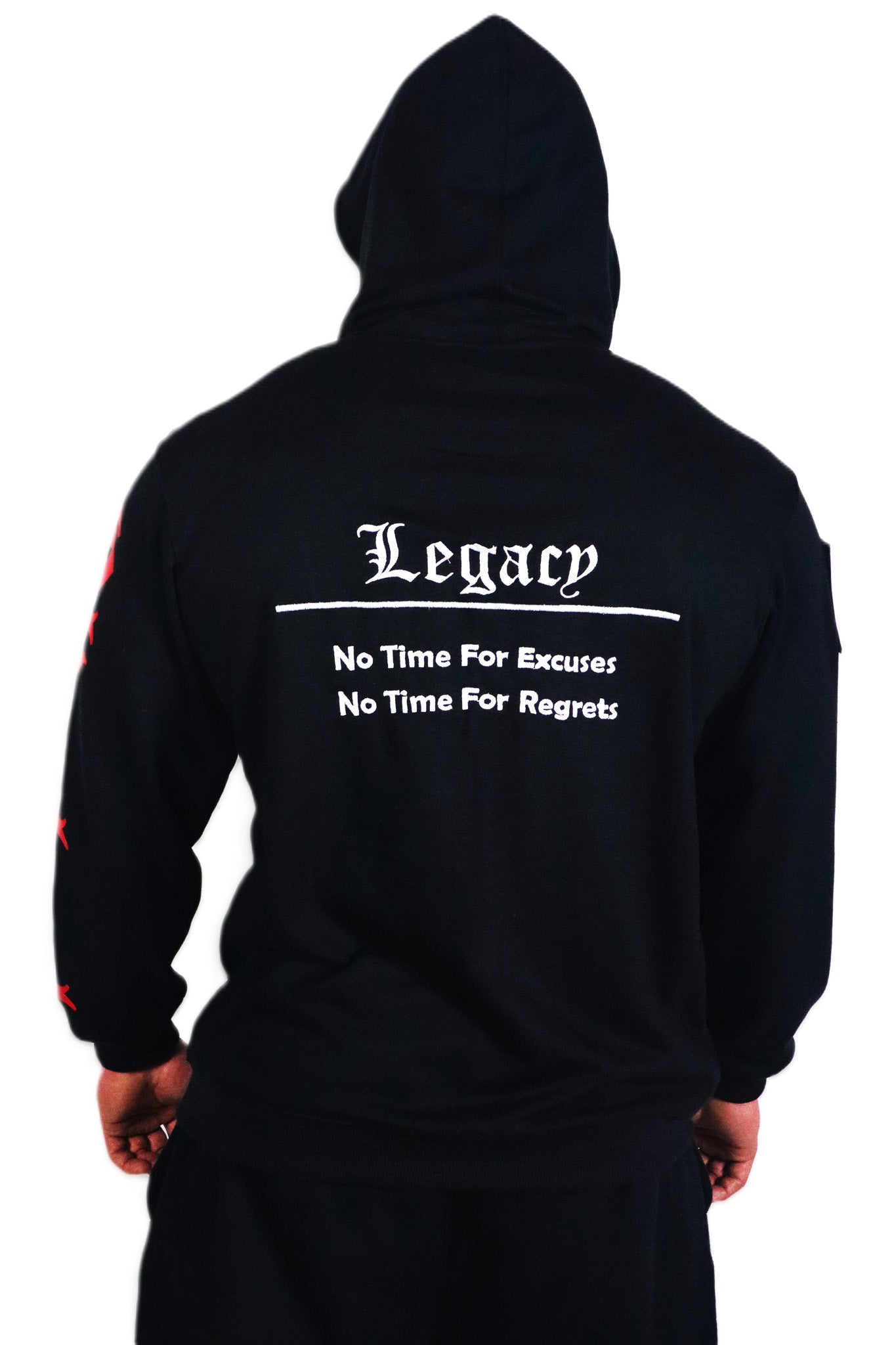 Oldschool Bodybuilding Switzerland Legacy Badges Zipped Hoodie - Schwarz/Rot