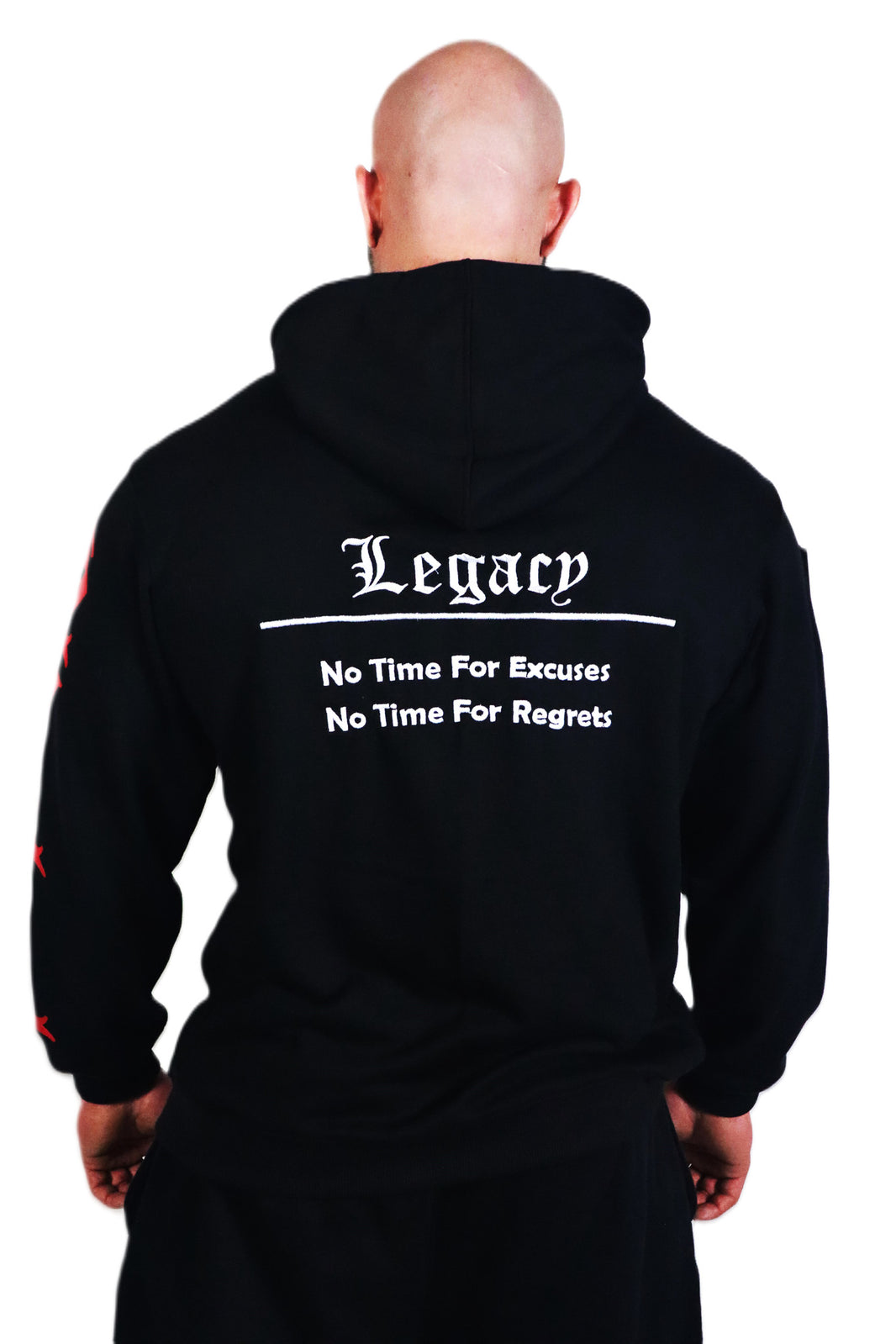 Oldschool Bodybuilding Switzerland Legacy Badges Zipped Hoodie - Schwarz/Rot