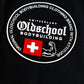 Oldschool Bodybuilding Switzerland Legacy Badges Zipped Hoodie - Schwarz/Rot