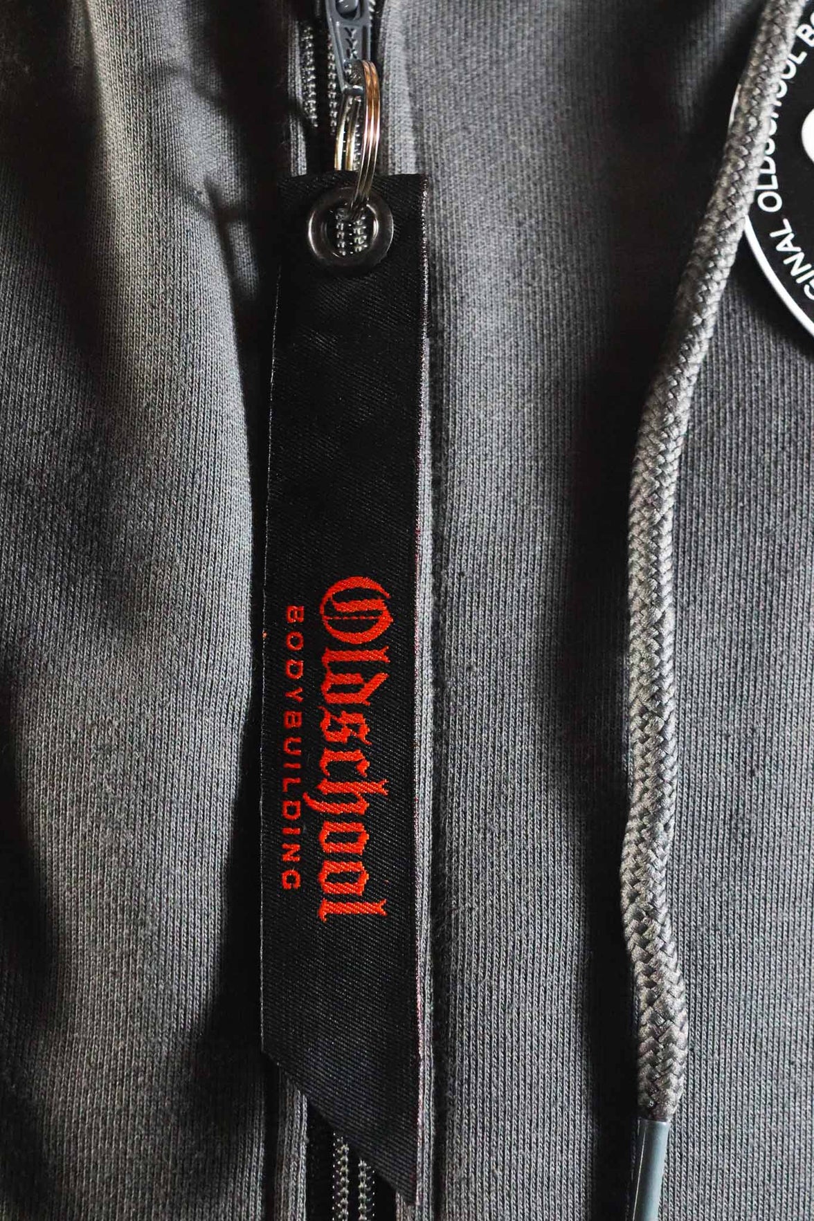 Oldschool Bodybuilding Switzerland Legacy Badges Zipped Hoodie - Grau/Orange