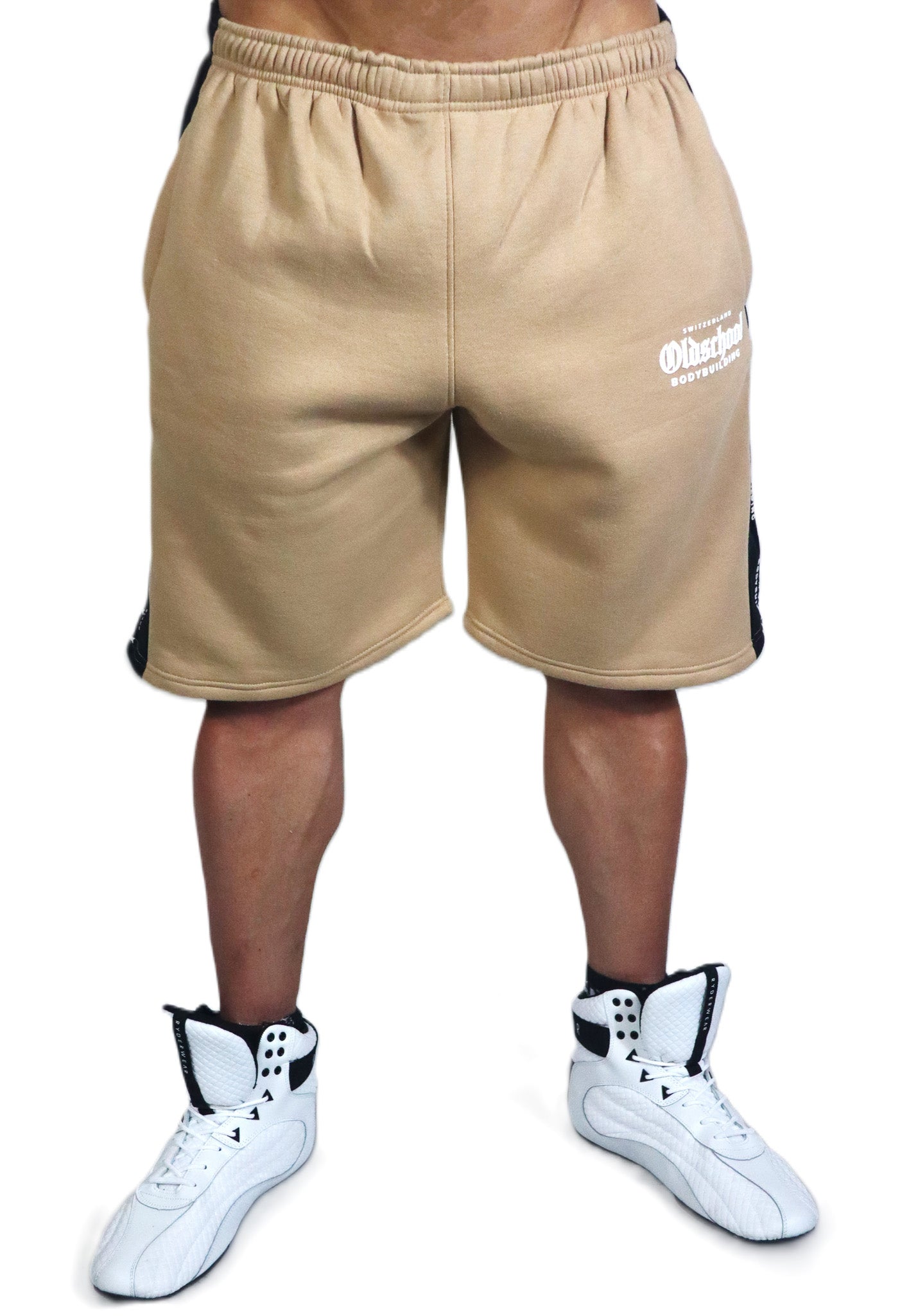 Oldschool Bodybuilding Switzerland Two Tone Shorts Beige/Schwarz