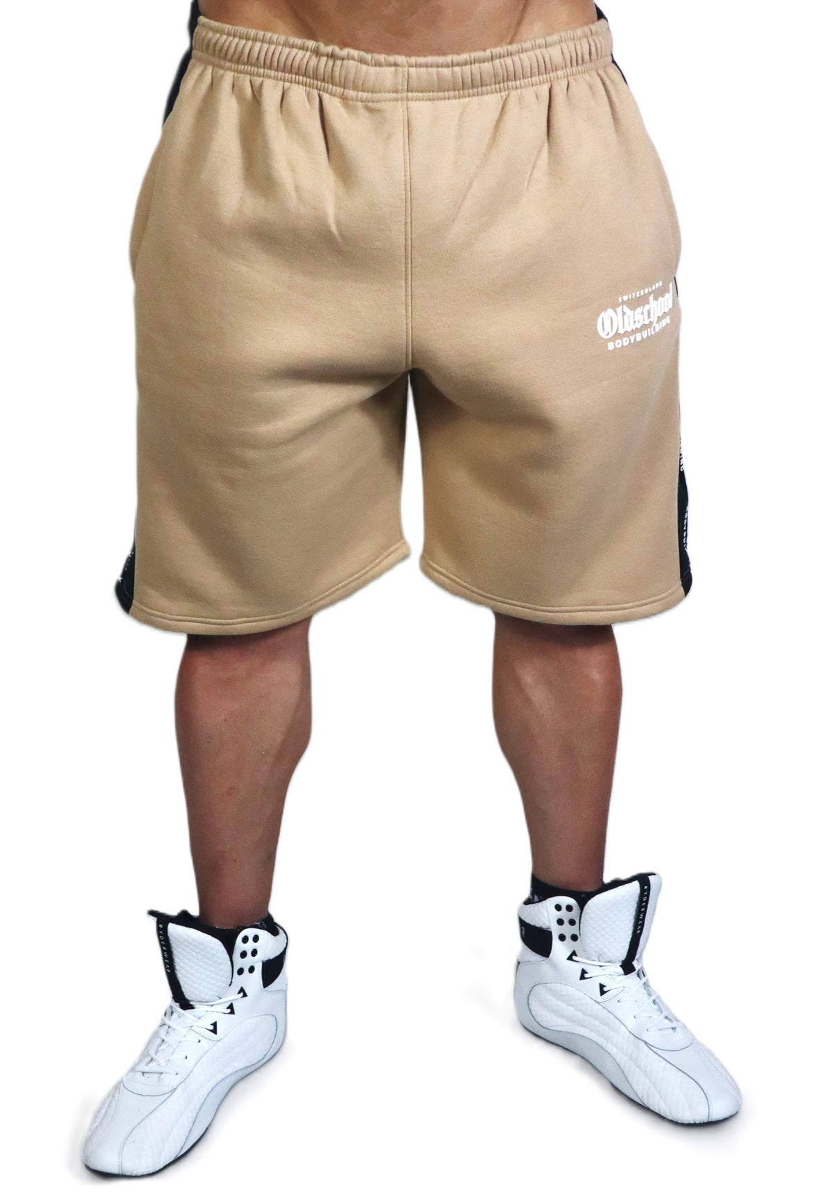 Oldschool Bodybuilding Switzerland Two Tone Shorts Beige/Schwarz