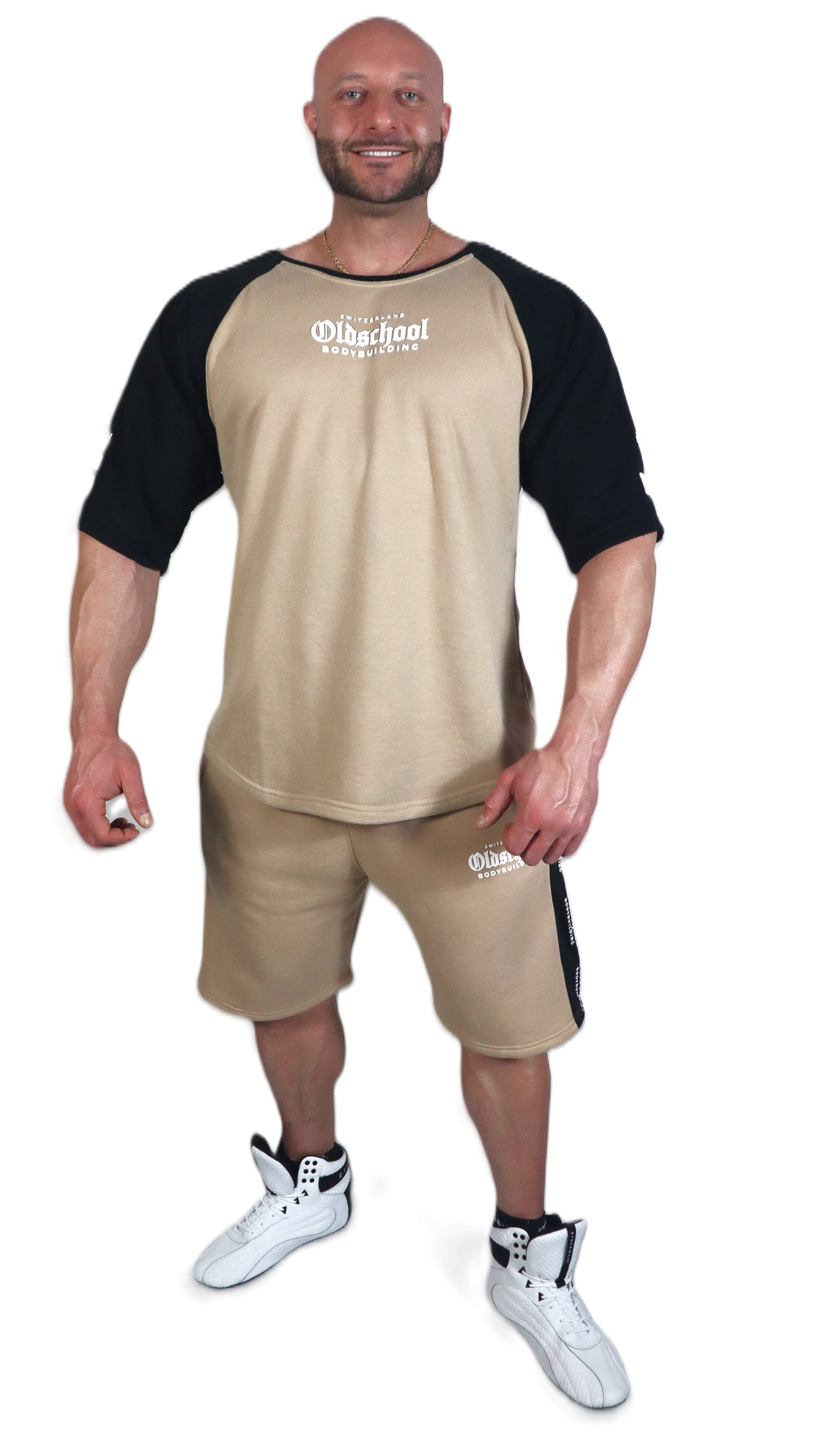Oldschool Bodybuilding Switzerland Two Tone Shorts Beige/Schwarz