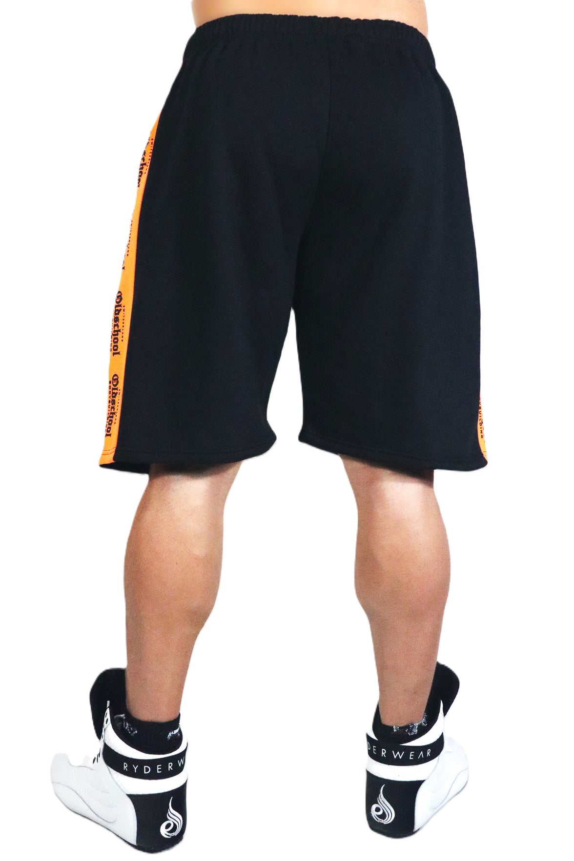 Oldschool Bodybuilding Switzerland Two Tone Shorts - Schwarz/Neon Orange