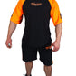Oldschool Bodybuilding Switzerland Two Tone Shorts - Schwarz/Neon Orange
