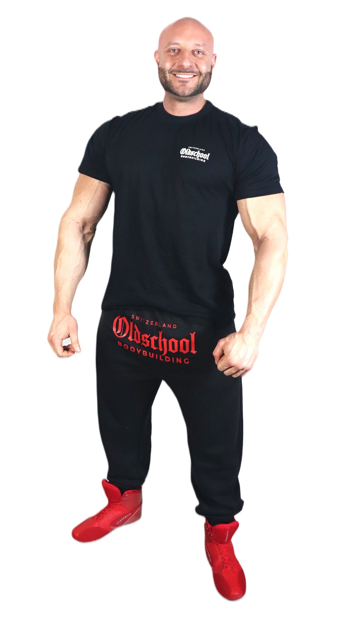 Oldschool Bodybuilding Switzerland Signature Pants - Schwarz/Rot