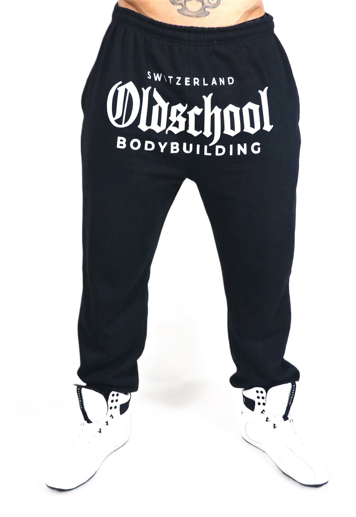 Oldschool Bodybuilding Switzerland Signature Pants - Schwarz/Weiss