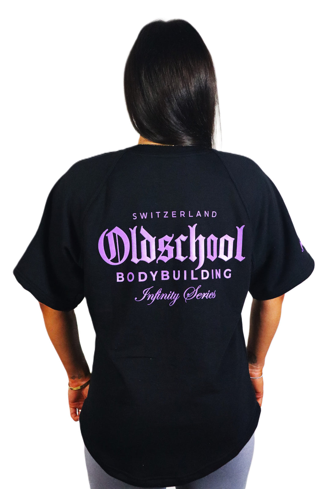 Oldschool Bodybuilding Switzerland Infinity Series Classic Oversized Shirt - Schwarz/Lila