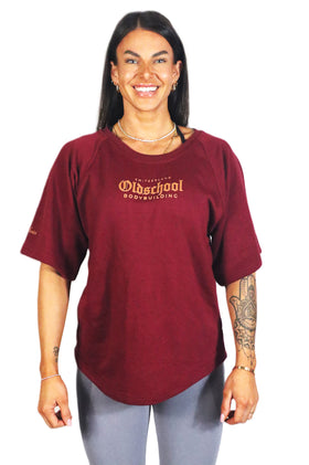 Oldschool Bodybuilding Switzerland Infinity Series Classic Oversized Shirt - Bordeaux/Gold