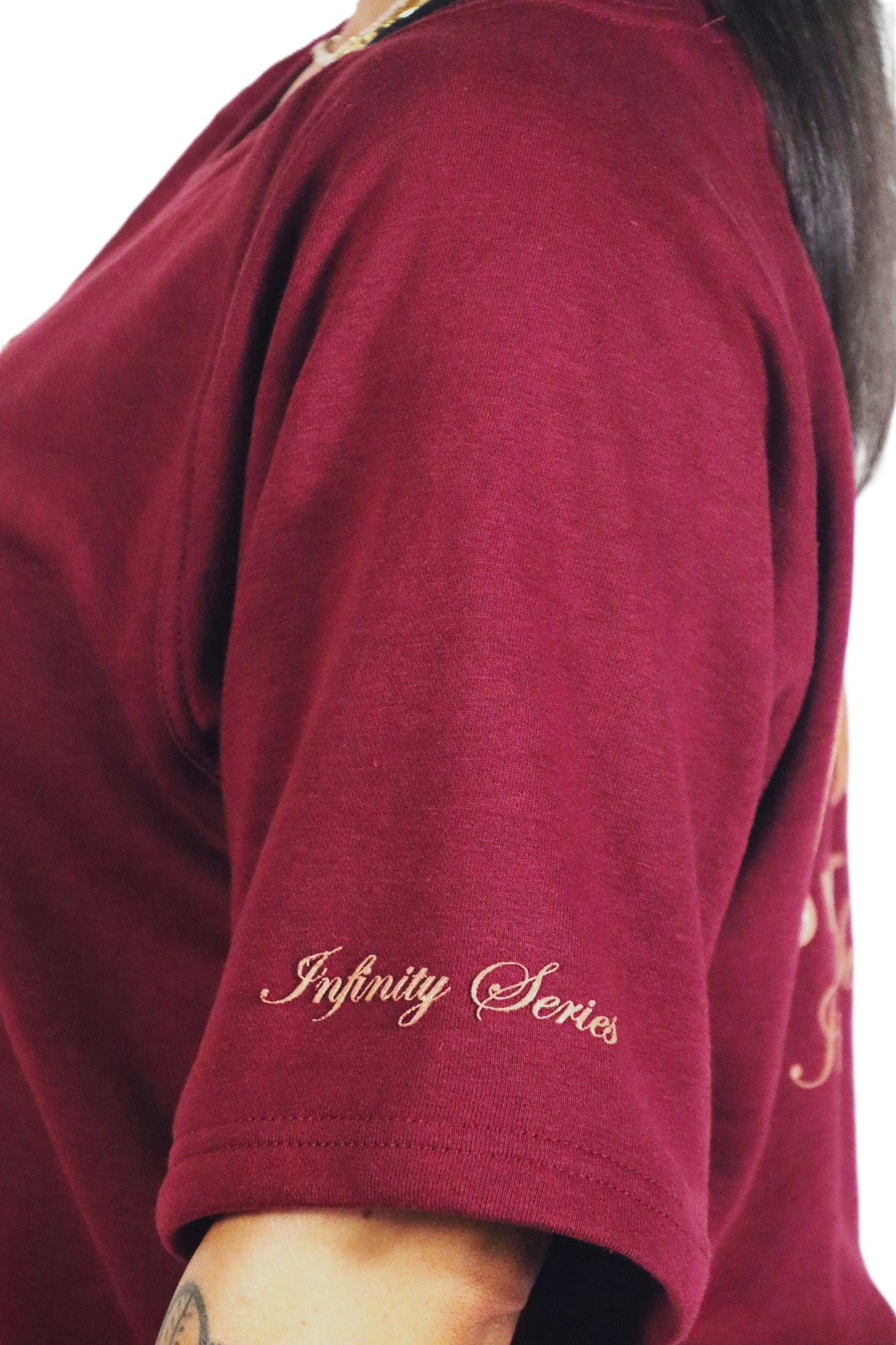 Oldschool Bodybuilding Switzerland Infinity Series Classic Oversized Shirt - Bordeaux/Gold