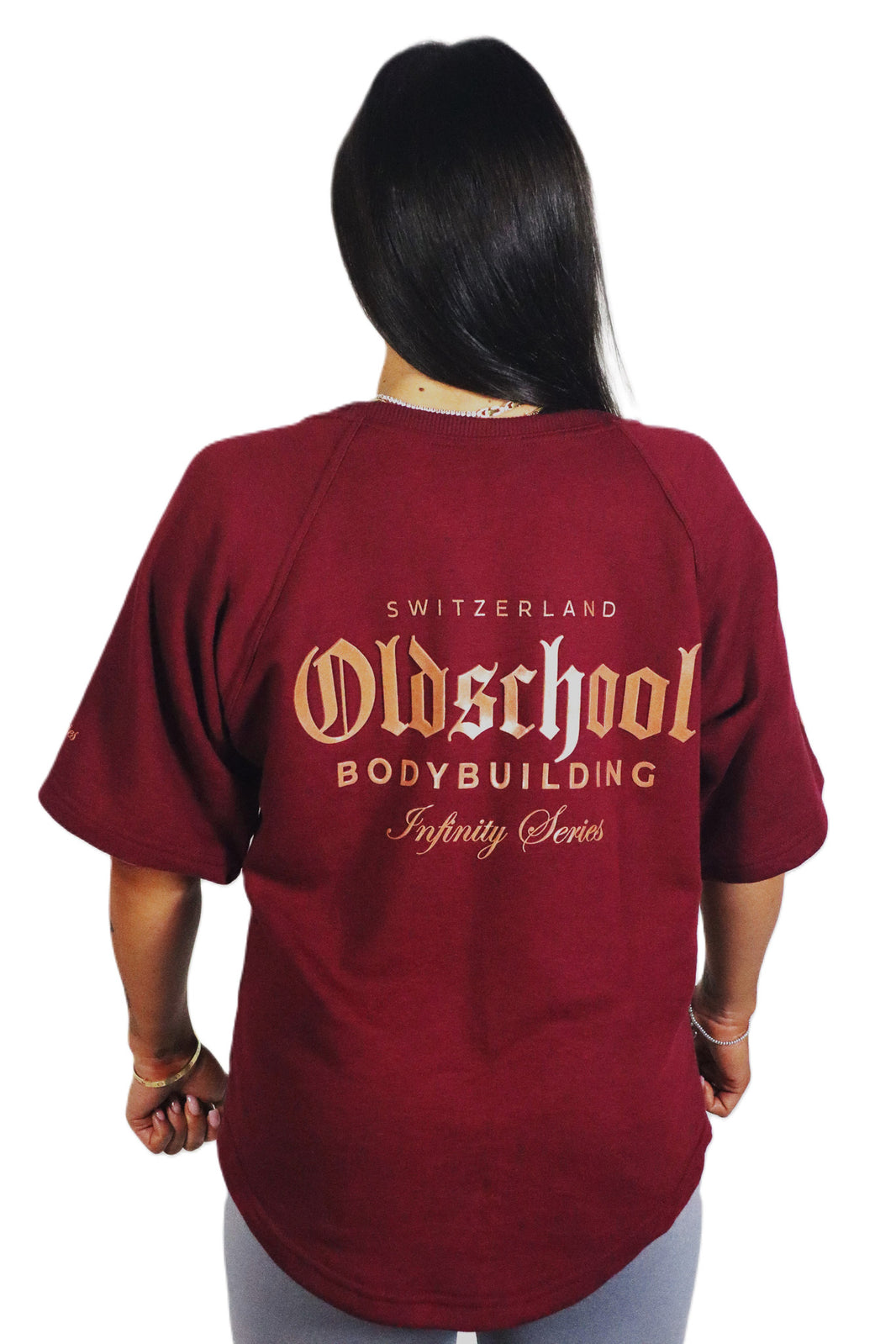 Oldschool Bodybuilding Switzerland Infinity Series Classic Oversized Shirt - Bordeaux/Gold