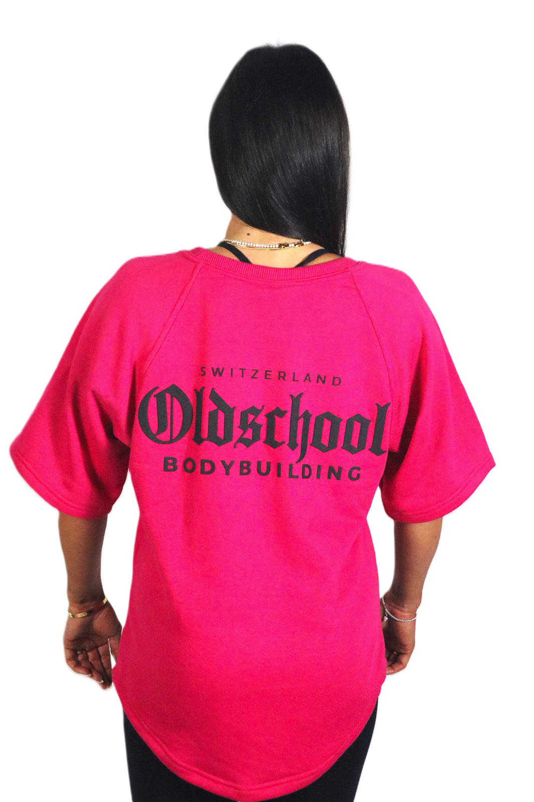 Oldschool Bodybuilding Switzerland Classic Oversized Shirt - Pink/Schwarz