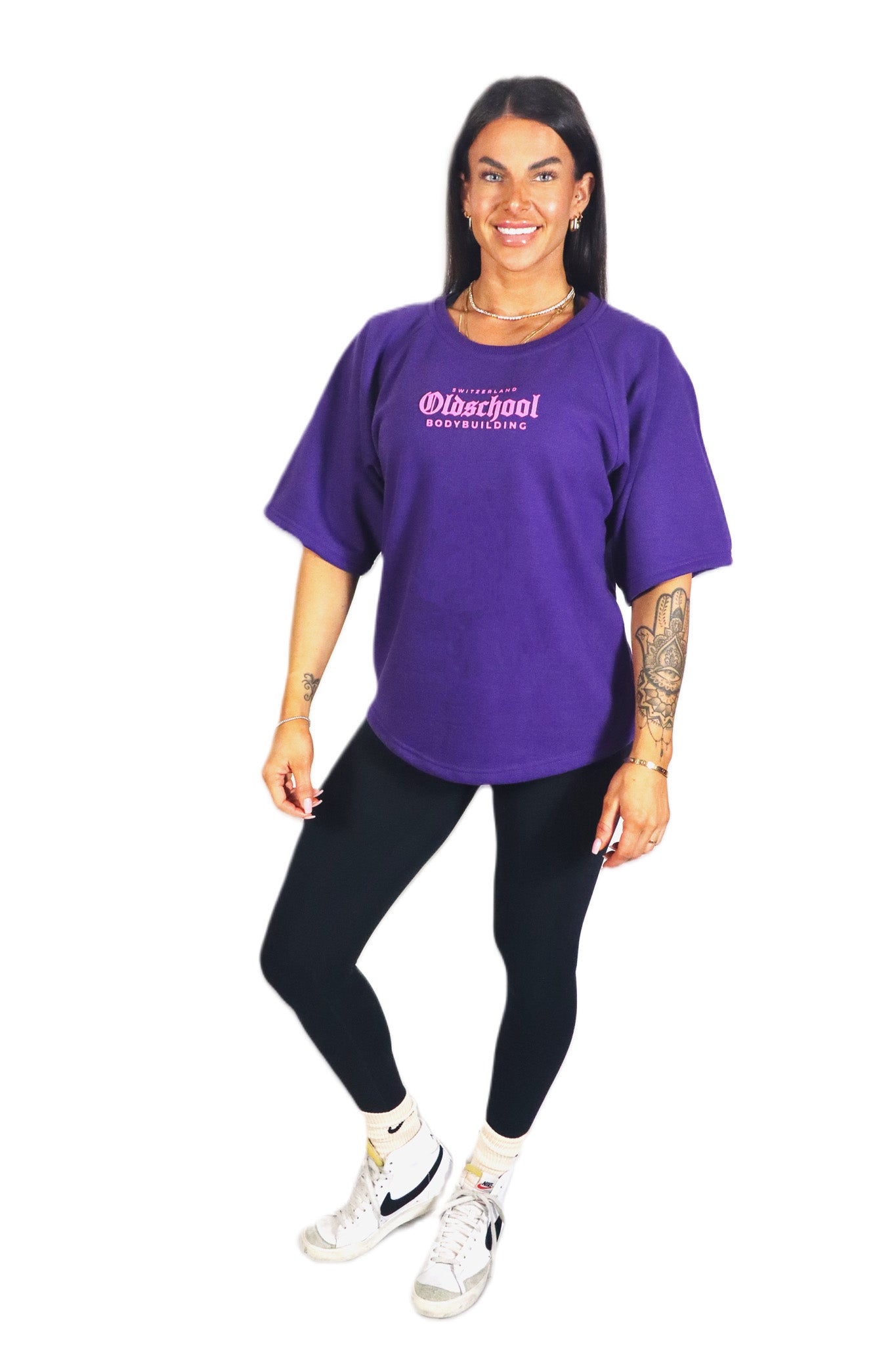 Oldschool Bodybuilding Switzerland Classic Oversized Shirt - Violett/Pink