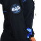 Oldschool Bodybuilding Switzerland Womens Legacy Badges Zipped Hoodie - Schwarz/Blau