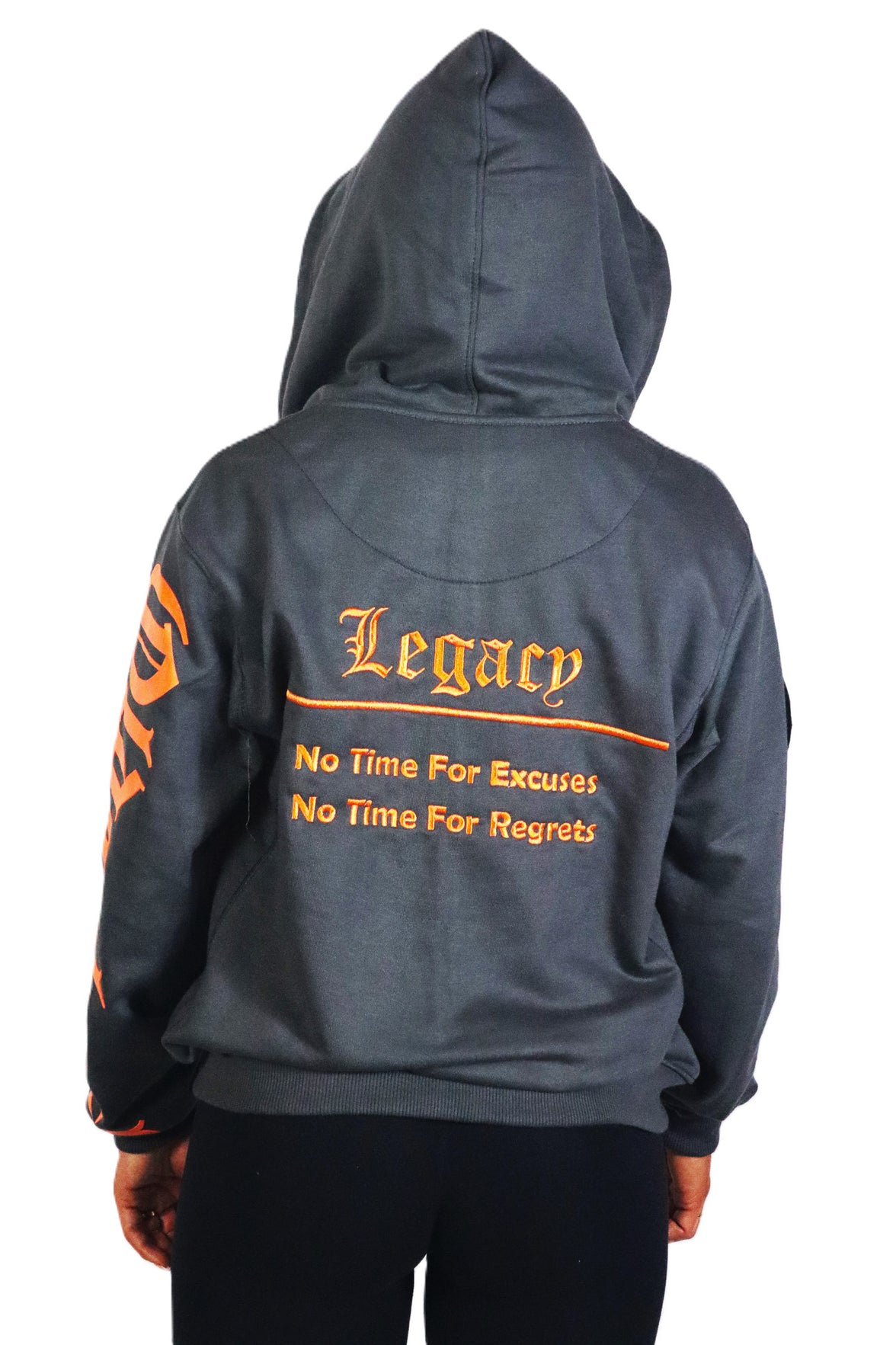 Oldschool Bodybuilding Switzerland Womens Legacy Badges Zipped Hoodie - Grau/Orange