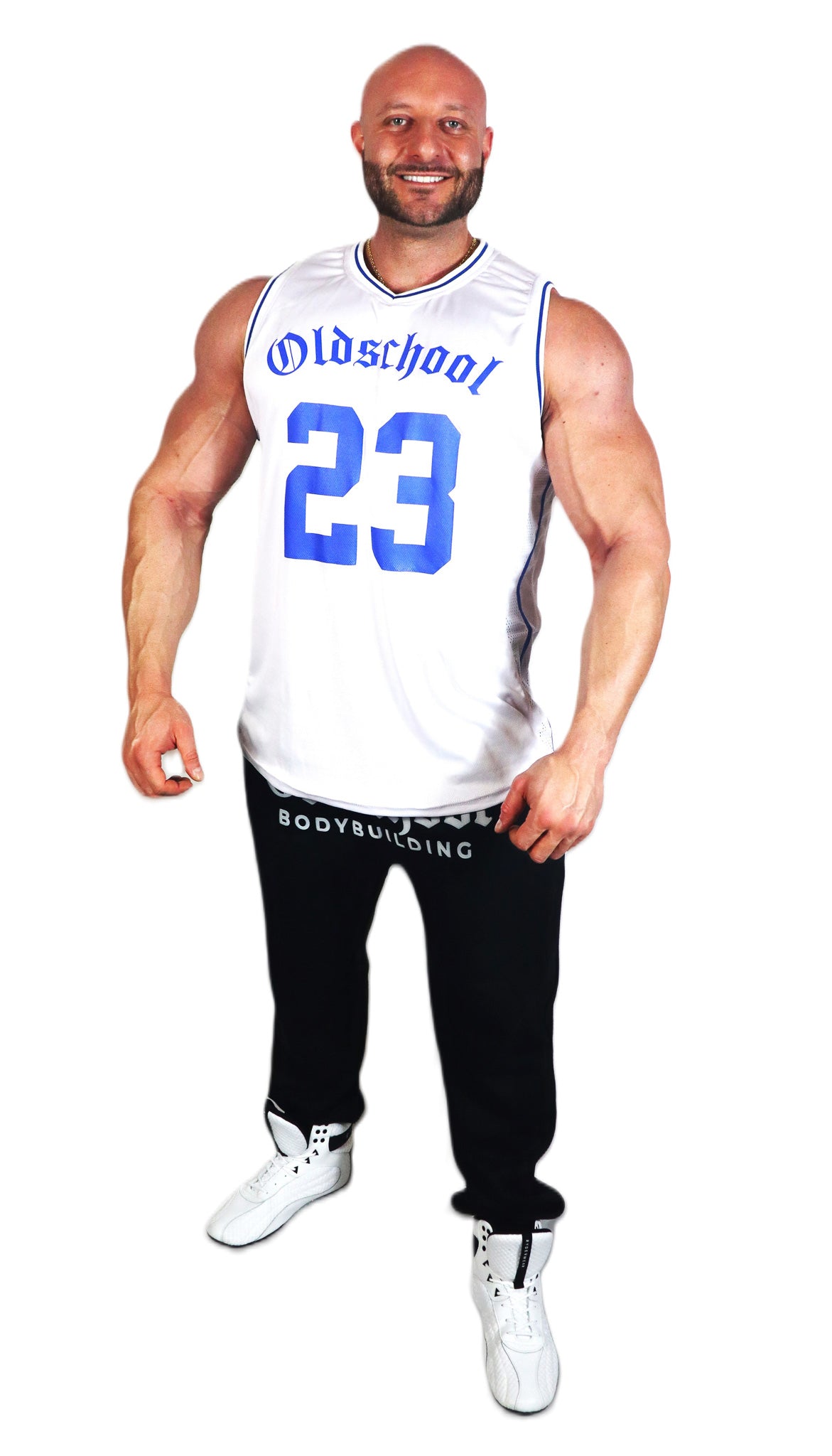 Oldschool Bodybuilding Switzerland Patrick 23 Tank Top - Weiss/Blau