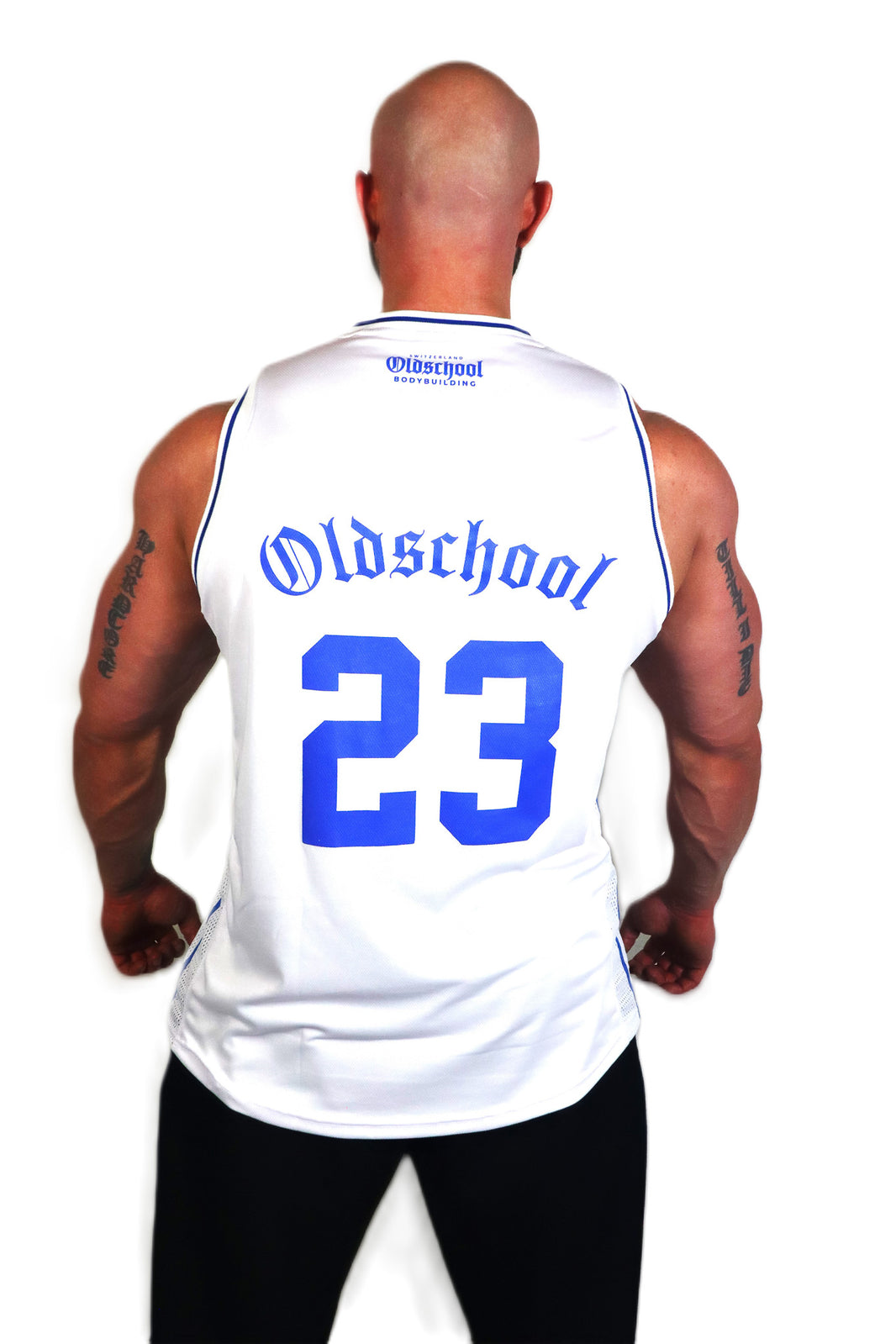 Oldschool Bodybuilding Switzerland Patrick 23 Tank Top - Weiss/Blau