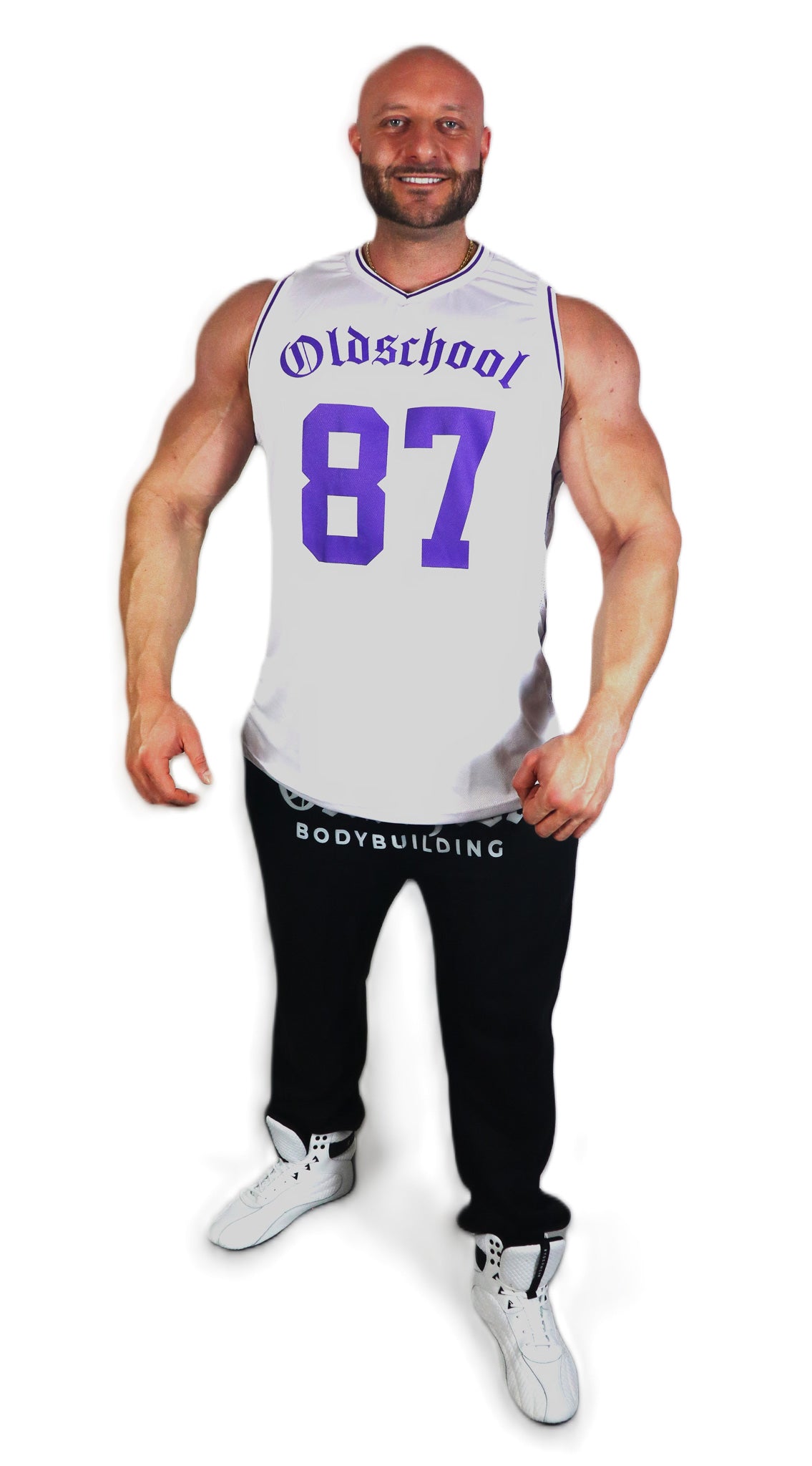 Oldschool Bodybuilding Switzerland Reto 87 Tank Top - Weiss/Violett