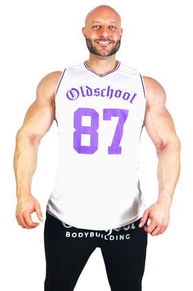 Oldschool Bodybuilding Switzerland Reto 87 Tank Top - Weiss/Violett