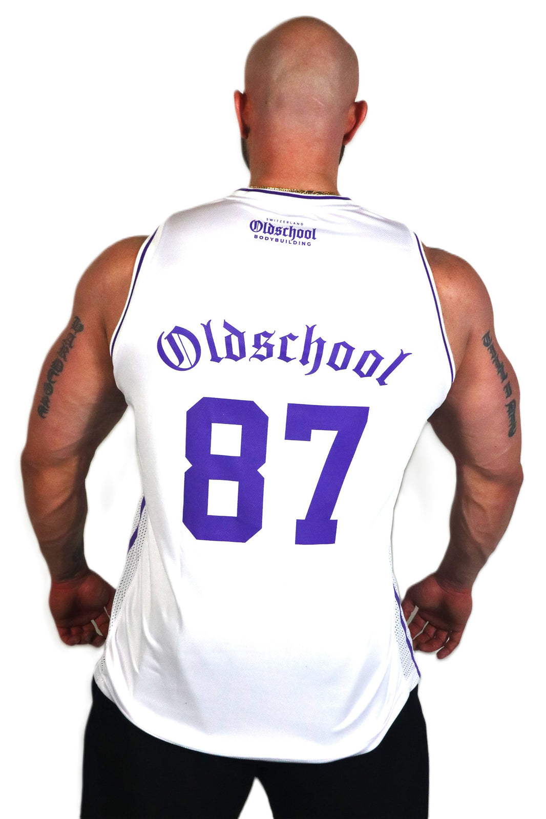 Oldschool Bodybuilding Switzerland Reto 87 Tank Top - Weiss/Violett