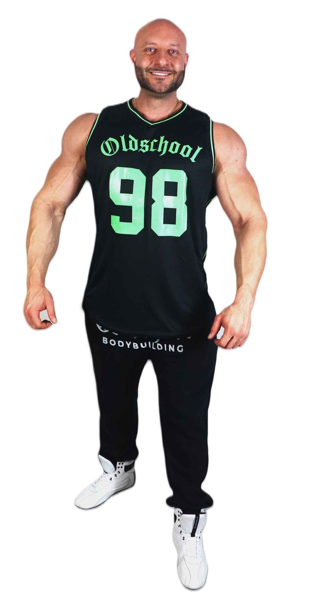 Oldschool Bodybuilding Switzerland Raffi 98 Tank Top - Schwarz/Neon Grün