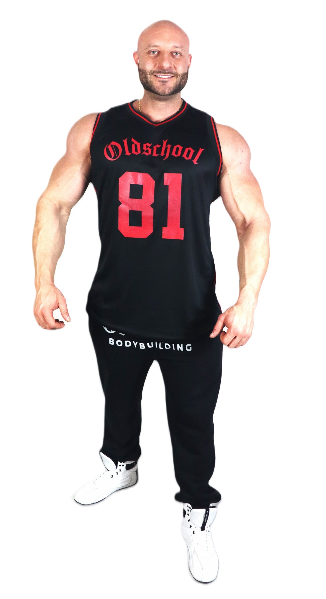 Oldschool Bodybuilding Switzerland Eighty One Tank Top - Schwarz/Rot