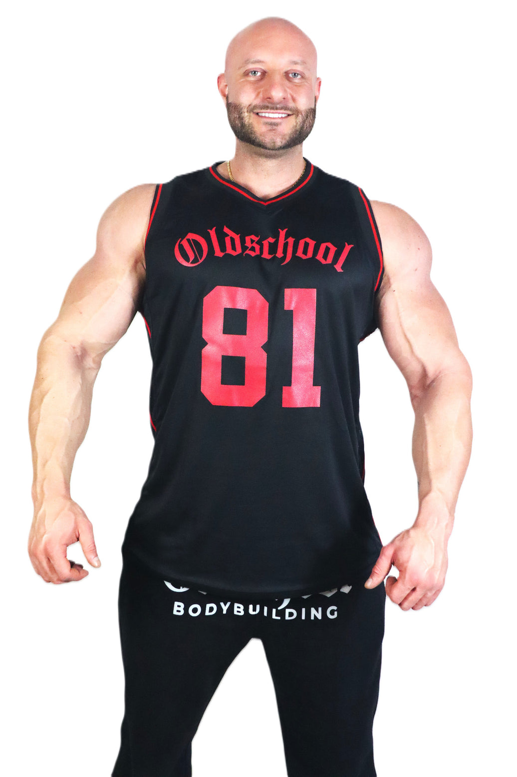 Oldschool Bodybuilding Switzerland Eighty One Tank Top - Schwarz/Rot