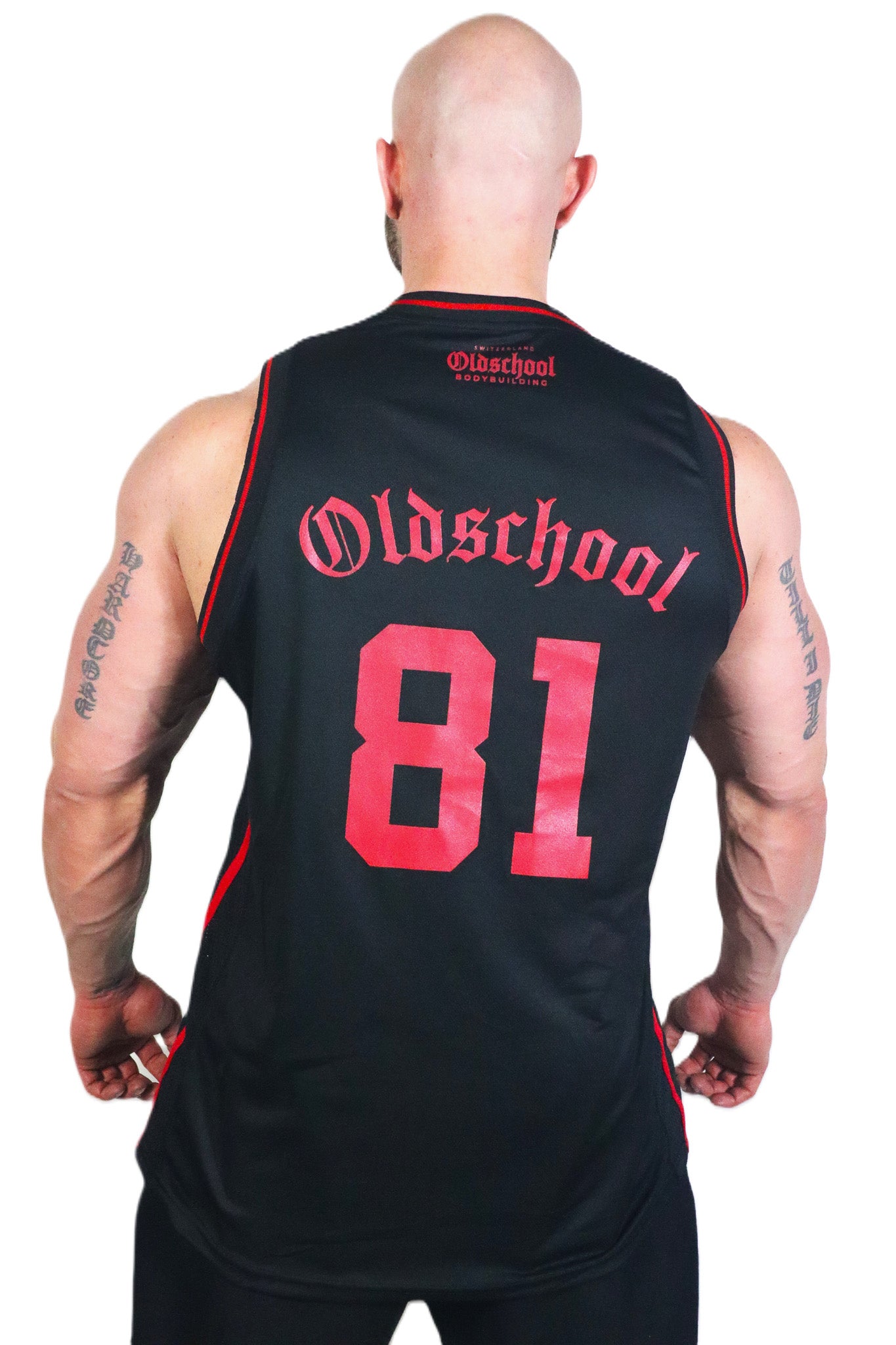 Oldschool Bodybuilding Switzerland Eighty One Tank Top - Schwarz/Rot