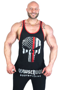 Oldschool Bodybuilding Switzerland Punisher Tank Top - Schwarz/Rot