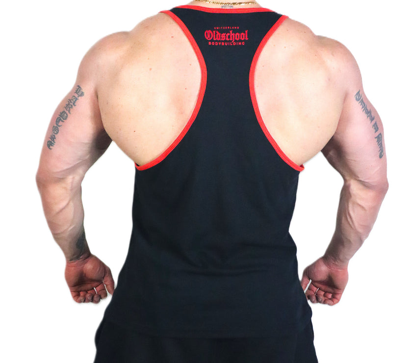 Oldschool Bodybuilding Switzerland Punisher Tank Top - Schwarz/Rot